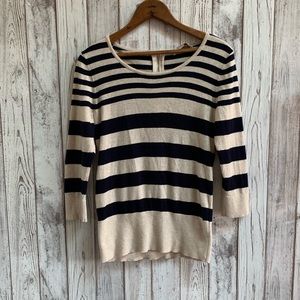 LOFT tan/black striped sweater size small